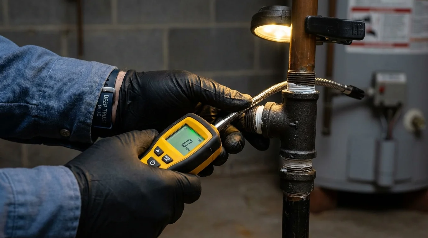 Gas leak detection with electronic sniffer by Johns Plumbing LLC in Flatwoods