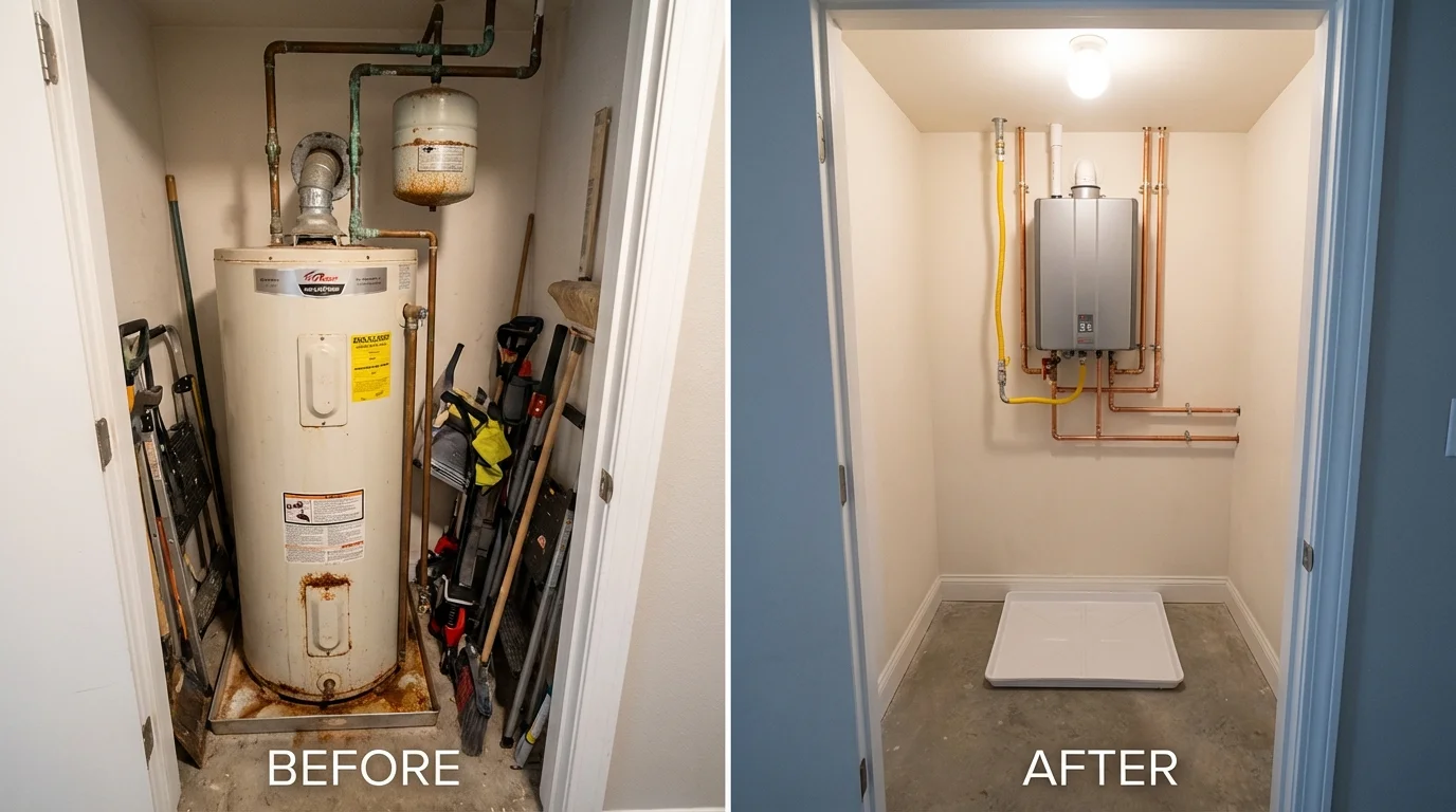 Tank water heater versus wall-mounted tankless unit comparison for Flatwoods, KY homeowners