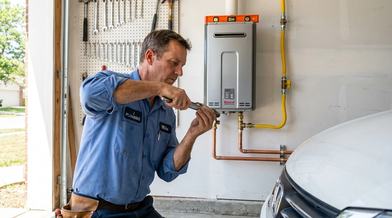 Tankless water heater installation by a Johns Plumbing LLC plumber in Flatwoods